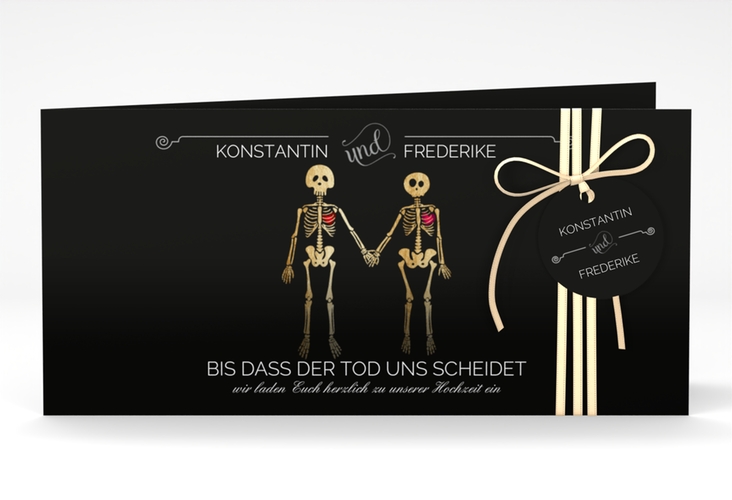 Hochzeitseinladung Bones lange Klappkarte quer