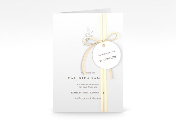 Einladungskarte Hochzeit Ivy A6 Klappkarte hoch minimalistisch mit kleiner botanischer Illustration