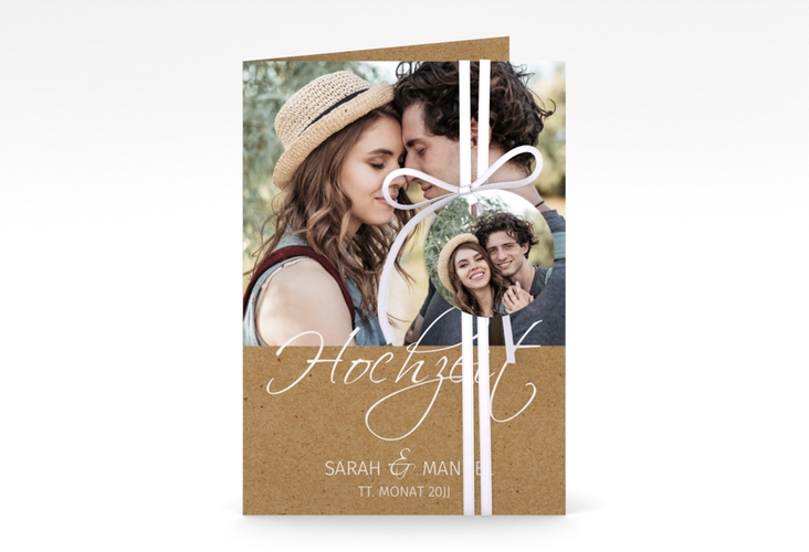 Einladungskarte Hochzeit Big Picture A6 Klappkarte hoch hochglanz mit Foto des Brautpaars