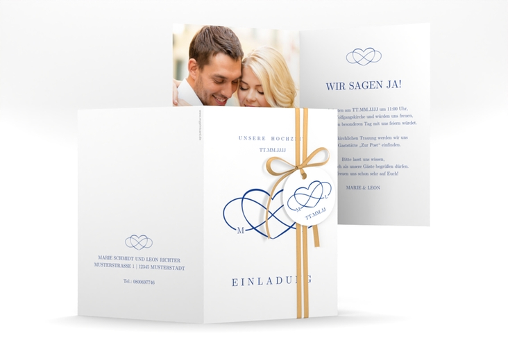 Einladungskarte Hochzeit Infinity A6 Klappkarte hoch hochglanz