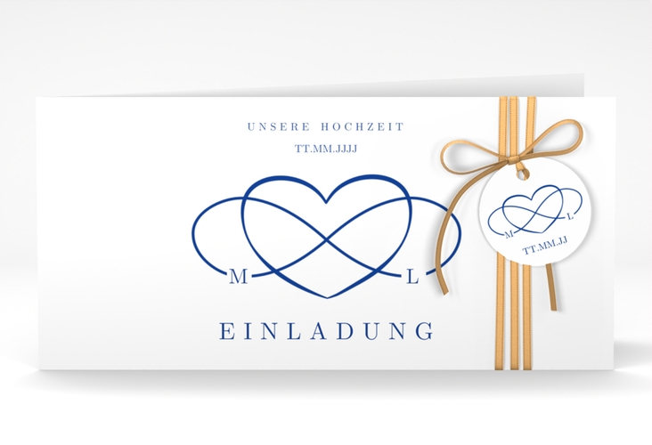 Hochzeitseinladung Infinity lange Klappkarte quer hochglanz