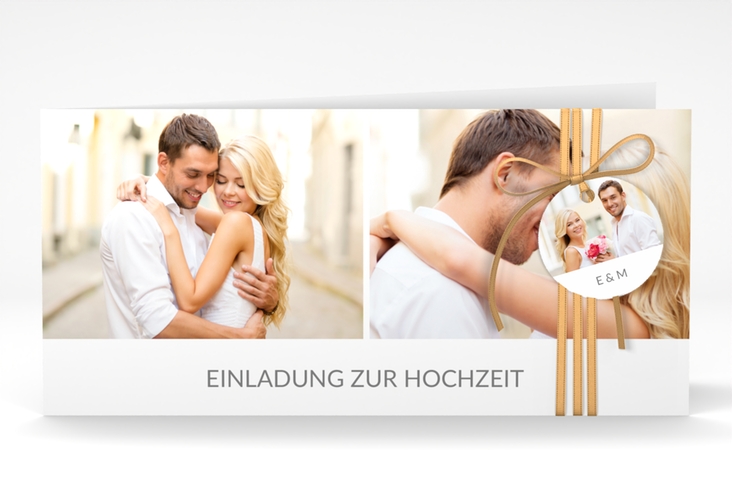 Hochzeitseinladung Vista lange Klappkarte quer weiss hochglanz