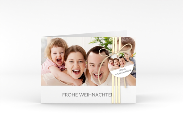 Weihnachtskarte Cozy A6 Klappkarte quer zum Personalisieren mit Foto