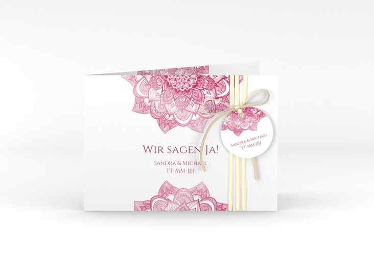 Hochzeitseinladung Delight A6 Klappkarte quer pink