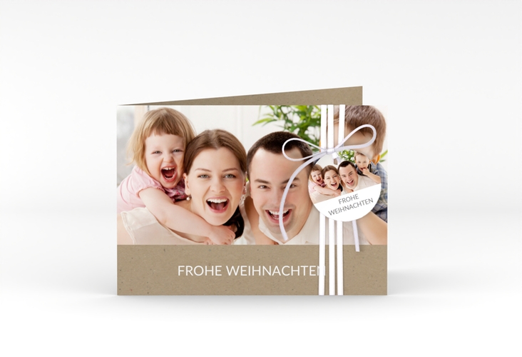 Weihnachtskarte Cozy A6 Klappkarte quer Kraftpapier zum Personalisieren mit Foto