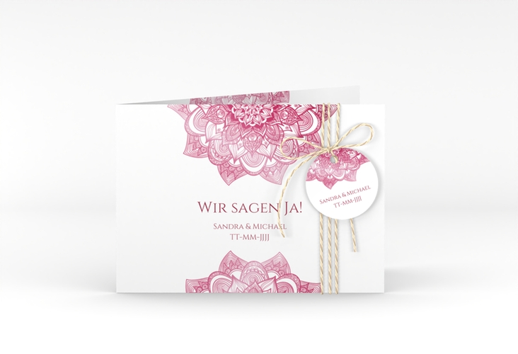 Hochzeitseinladung Delight A6 Klappkarte quer pink