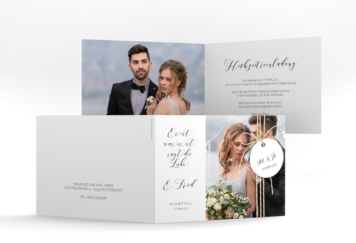 Hochzeitseinladung Paperlove A6 Klappkarte quer