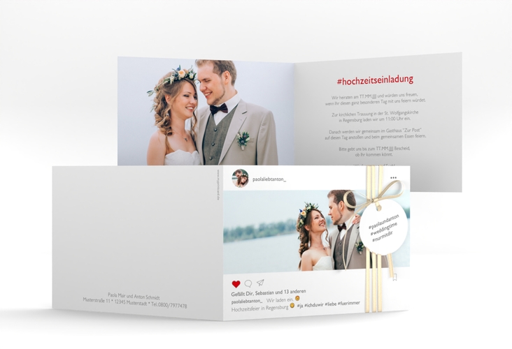 Hochzeitseinladung Posting A6 Klappkarte quer