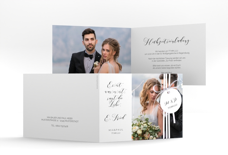 Hochzeitseinladung Paperlove A6 Klappkarte quer