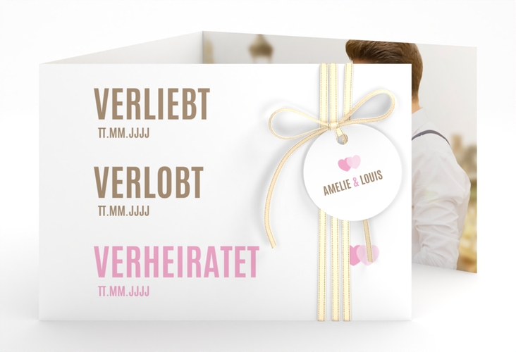 Hochzeitseinladung Couple A6 Doppel-Klappkarte rosa