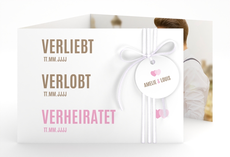 Hochzeitseinladung Couple A6 Doppel-Klappkarte rosa