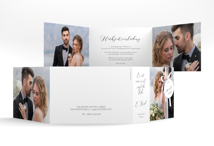 Hochzeitseinladung Paperlove A6 Doppel-Klappkarte