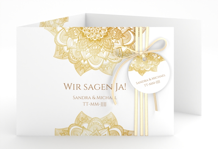 Hochzeitseinladung Delight A6 Doppel-Klappkarte gold