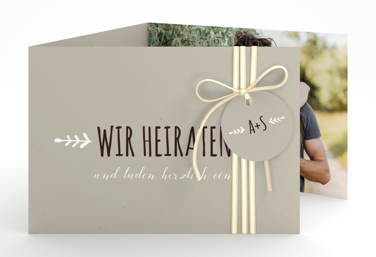 Hochzeitseinladung Eden A6 Doppel-Klappkarte weiss