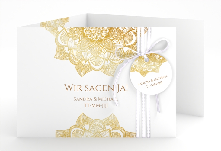 Hochzeitseinladung Delight A6 Doppel-Klappkarte gold