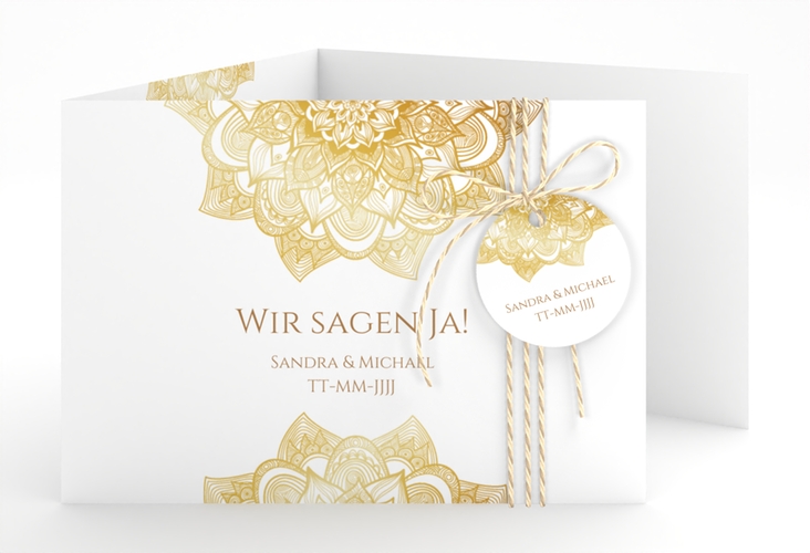 Hochzeitseinladung Delight A6 Doppel-Klappkarte gold