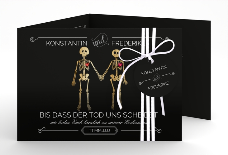 Hochzeitseinladung Bones A6 Doppel-Klappkarte