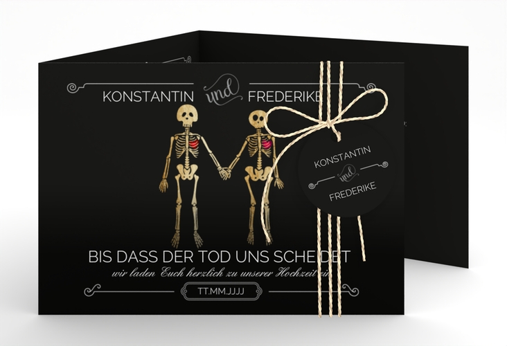 Hochzeitseinladung Bones A6 Doppel-Klappkarte