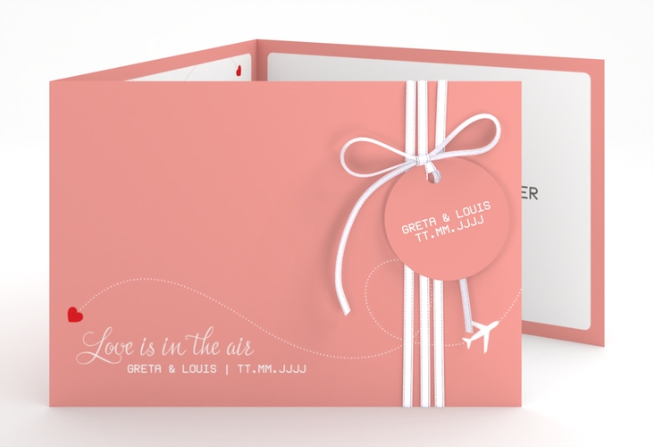 Hochzeitseinladung Weddingpass A6 Doppel-Klappkarte rosa