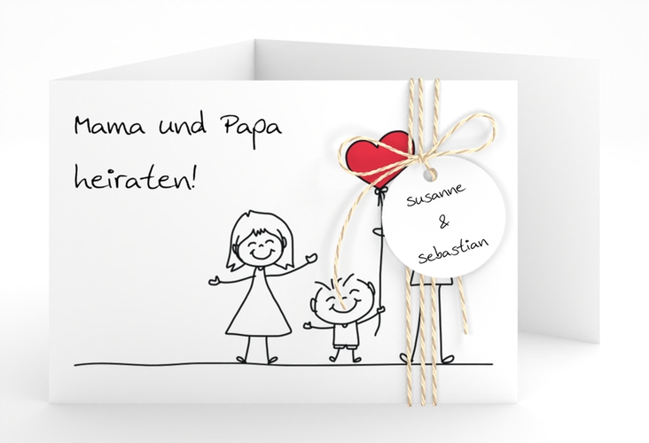 Hochzeitseinladung Family A6 Doppel-Klappkarte weiss