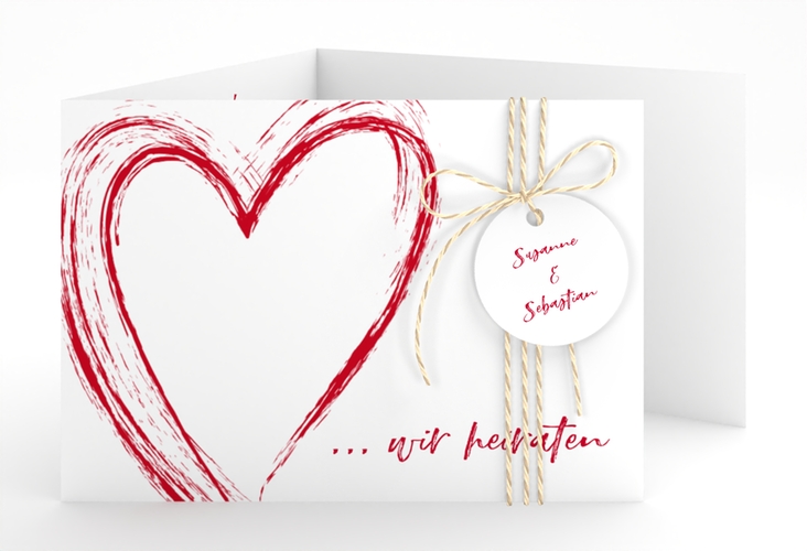 Hochzeitseinladung Liebe A6 Doppel-Klappkarte rot