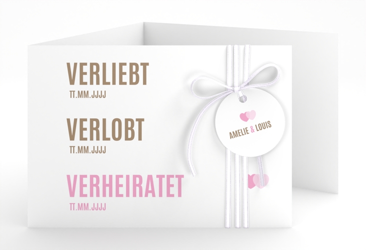 Hochzeitseinladung Couple A6 Doppel-Klappkarte rosa