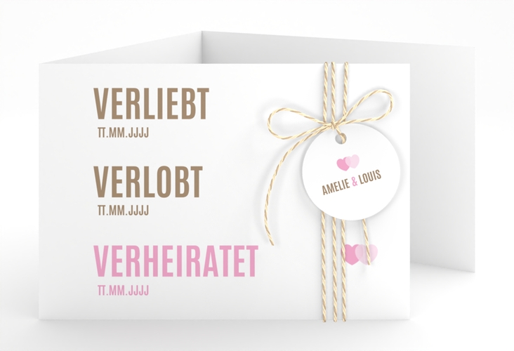 Hochzeitseinladung Couple A6 Doppel-Klappkarte rosa