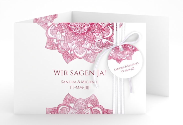 Hochzeitseinladung Delight A6 Doppel-Klappkarte pink