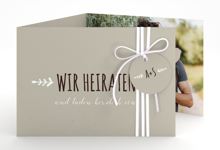 Hochzeitseinladung Eden A6 Doppel-Klappkarte weiss