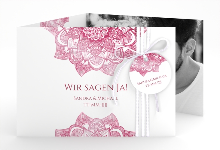 Hochzeitseinladung Delight A6 Doppel-Klappkarte pink