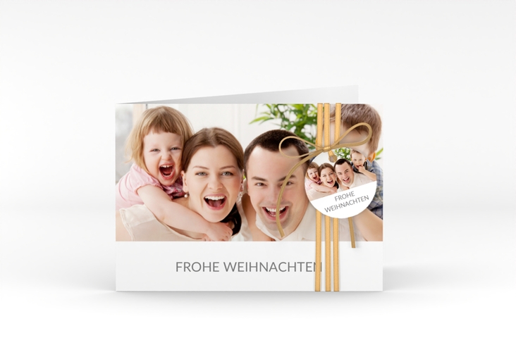 Weihnachtskarte Cozy A6 Klappkarte quer zum Personalisieren mit Foto