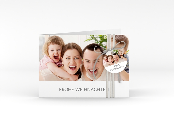 Weihnachtskarte Cozy A6 Klappkarte quer zum Personalisieren mit Foto