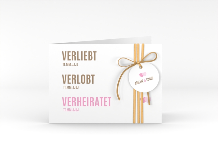 Hochzeitseinladung Couple A6 Klappkarte quer rosa