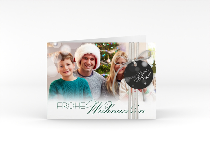 Weihnachtskarte Familienzeit A6 Klappkarte quer zum Personalisieren mit Familienfoto