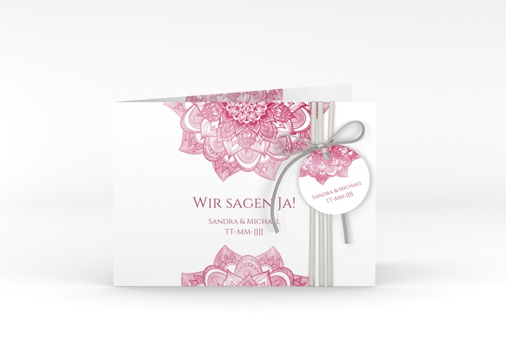 Hochzeitseinladung Delight A6 Klappkarte quer pink