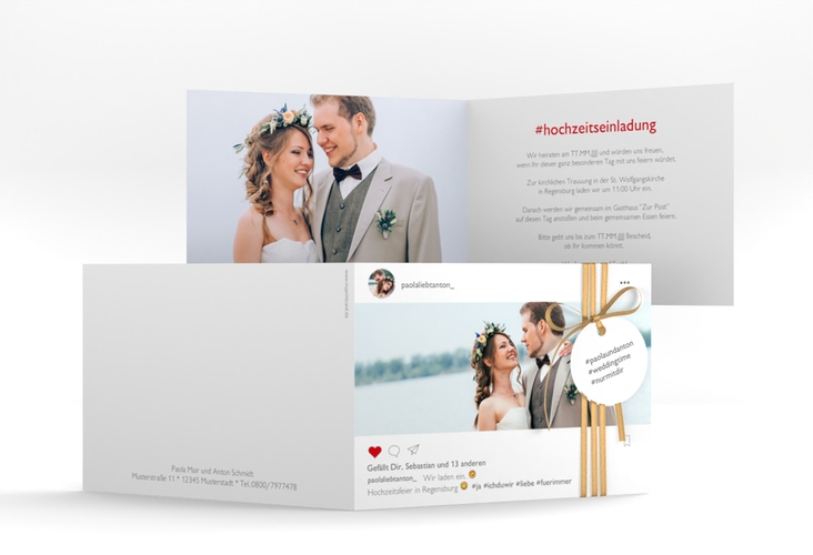 Hochzeitseinladung Posting A6 Klappkarte quer