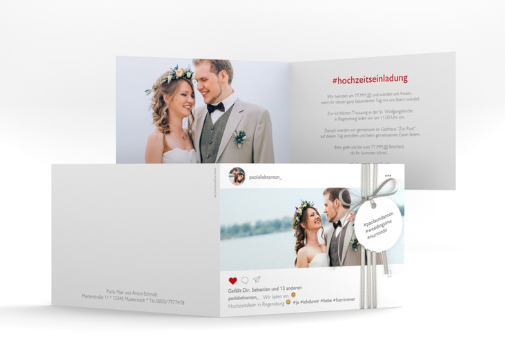 Hochzeitseinladung Posting A6 Klappkarte quer