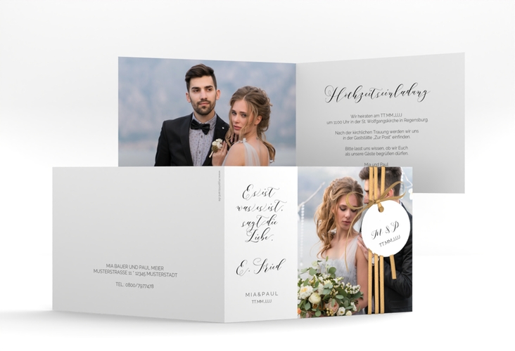 Hochzeitseinladung Paperlove A6 Klappkarte quer