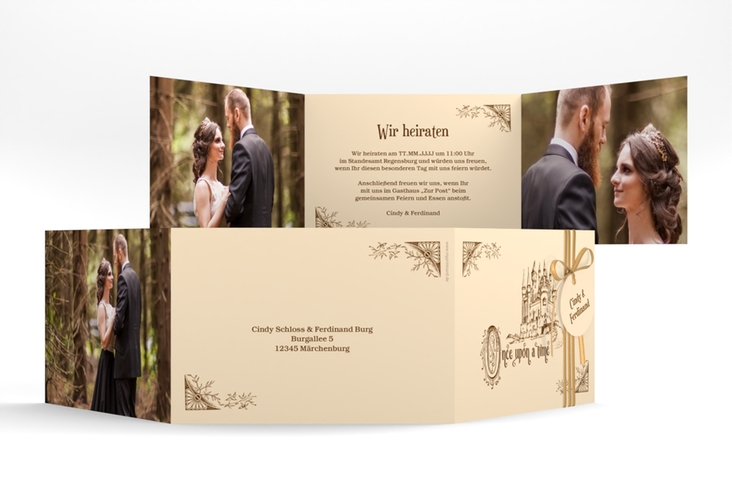 Hochzeitseinladung Storybook A6 Doppel-Klappkarte