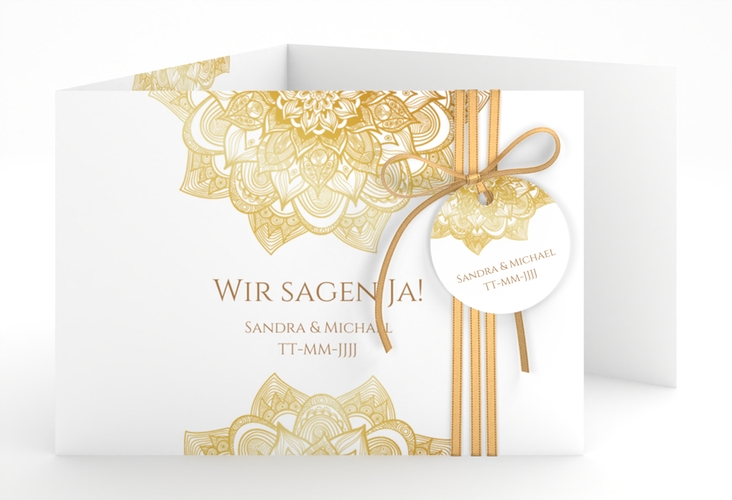 Hochzeitseinladung Delight A6 Doppel-Klappkarte gold