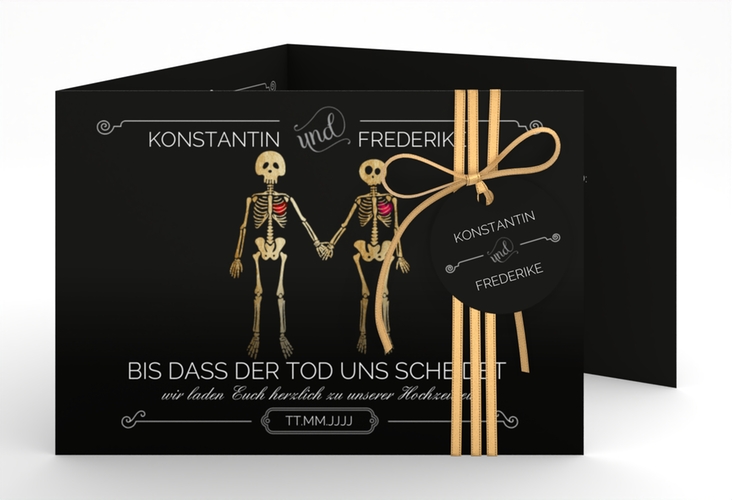 Hochzeitseinladung Bones A6 Doppel-Klappkarte