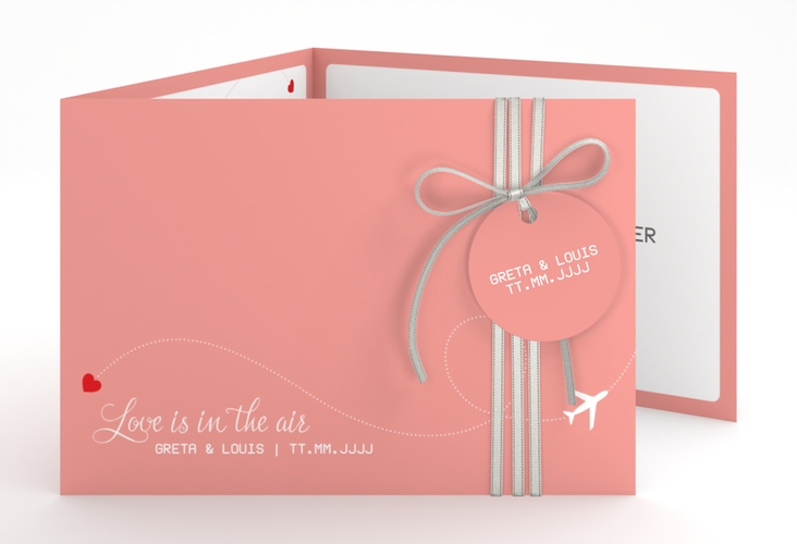 Hochzeitseinladung Weddingpass A6 Doppel-Klappkarte rosa