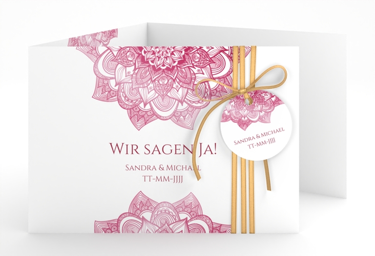 Hochzeitseinladung Delight A6 Doppel-Klappkarte pink