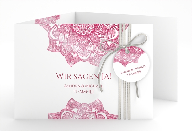 Hochzeitseinladung Delight A6 Doppel-Klappkarte pink