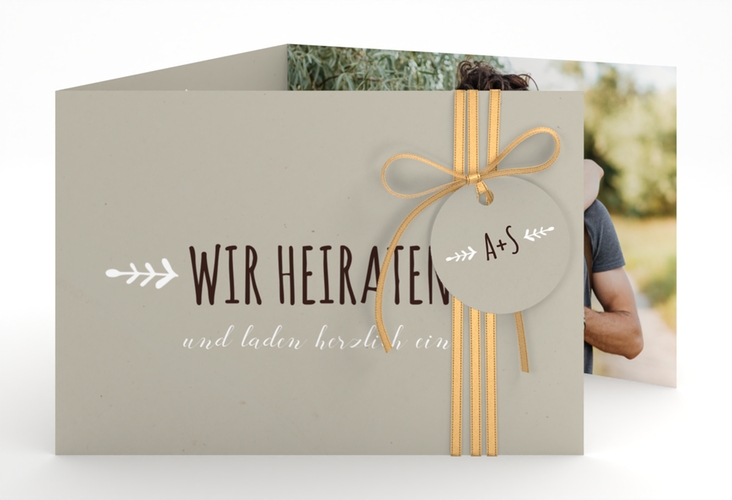 Hochzeitseinladung Eden A6 Doppel-Klappkarte weiss