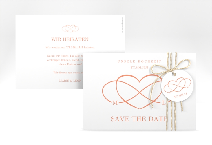 Save the Date-Karte Infinity A6 Karte quer apricot