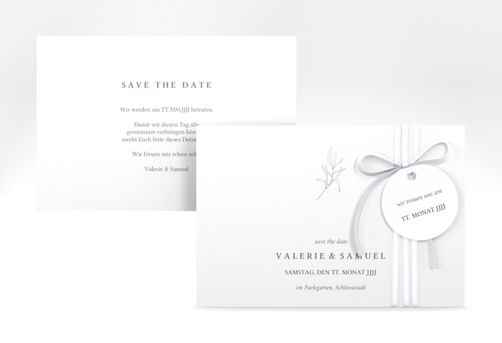 Save the Date-Karte Ivy A6 Karte quer minimalistisch mit kleiner botanischer Illustration