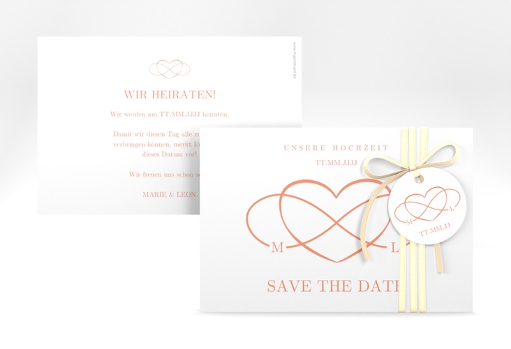 Save the Date-Karte Infinity A6 Karte quer apricot