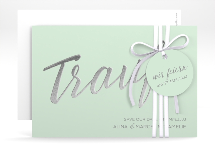 Save the Date-Karte Traufe A6 Karte quer mint