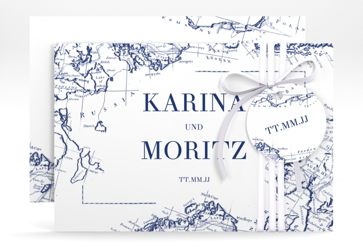 Save the Date-Karte Voyage A6 Karte quer blau